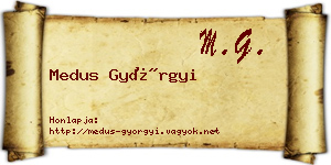 Medus Györgyi névjegykártya